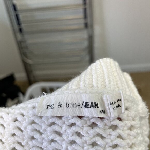 Rag & Bone Knit Cotton Jumper Crewneck Sweater Pullover White size Medium - Picture 7 of 8